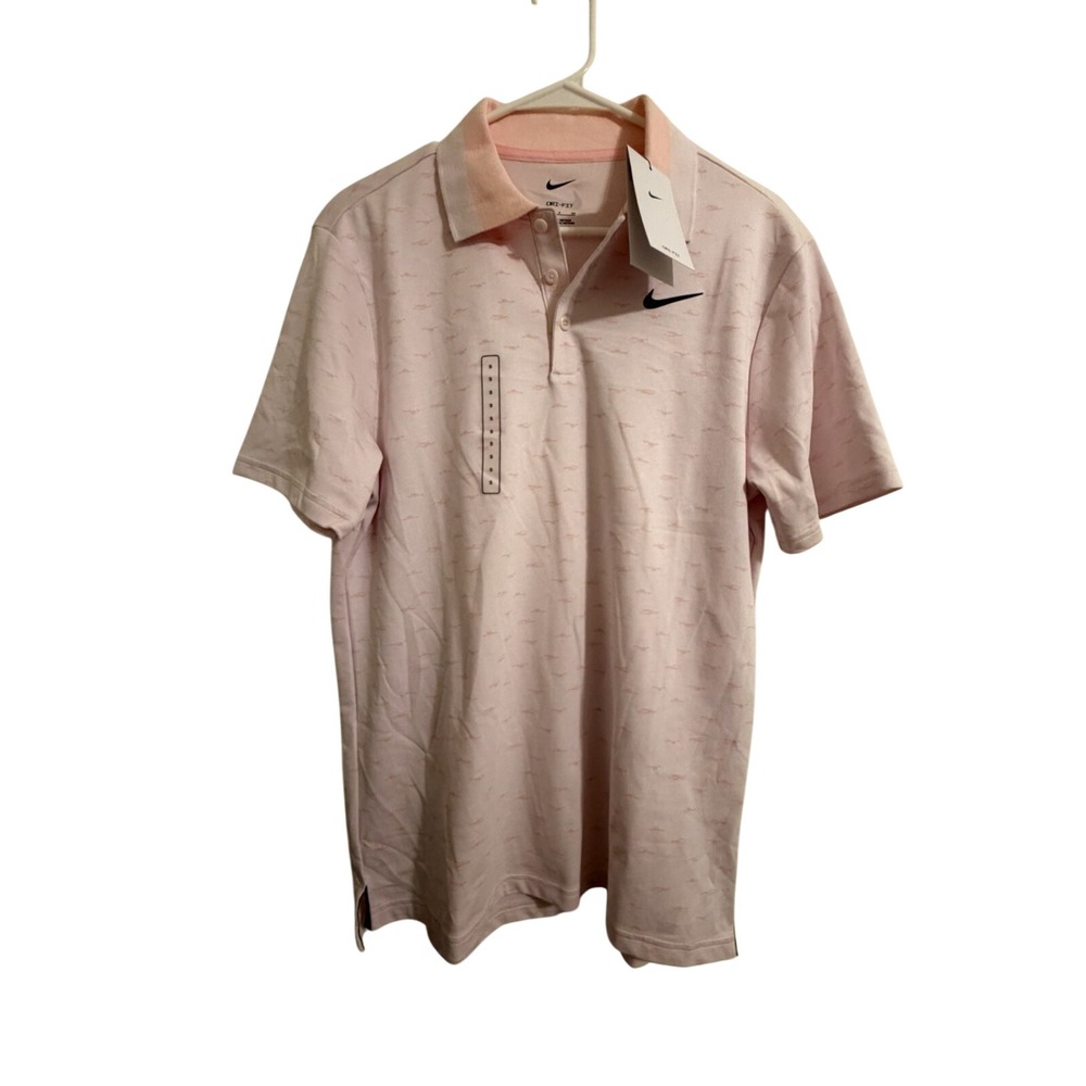 NWT Nike Polo Shirt Pear Pink Pattern Golf Short Sleeve HM5792-664 Men's Small